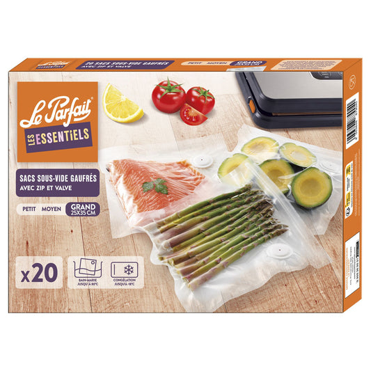 LE PARFAIT Sacs zippés avec valve sous-vide 25x35cm (20pces)